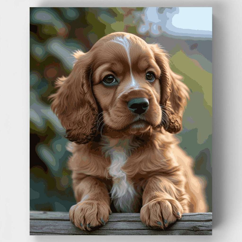 Kit de pintura por números: adorable cachorro de spaniel — Estándar