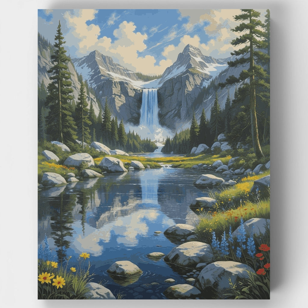 Cascada de montaña - Kit de pintura por números — Estándar