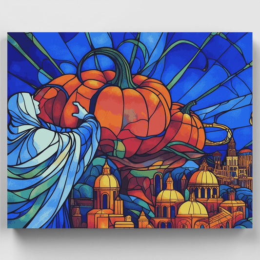 Magical Pumpkins Over Ancient City - Paint by Numbers Kit