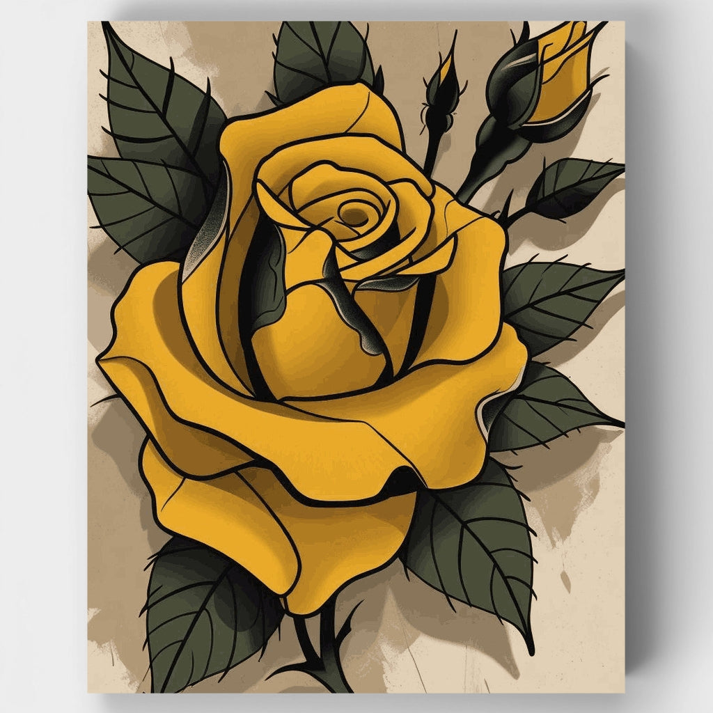 Yellow Rose Tattoo - Paint by Numbers Kit