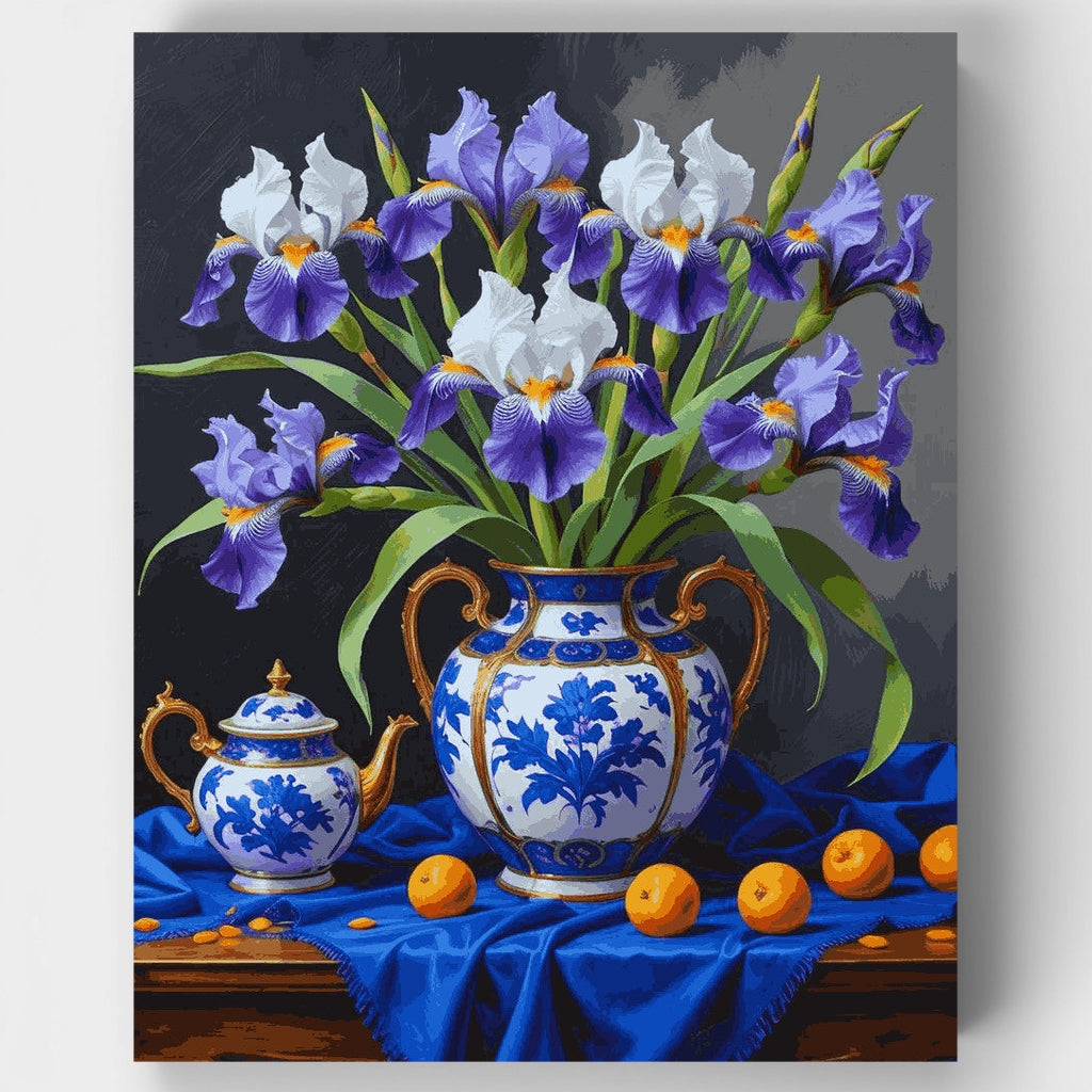Lirios azules y porcelana - Kit de pintura por números — Estándar