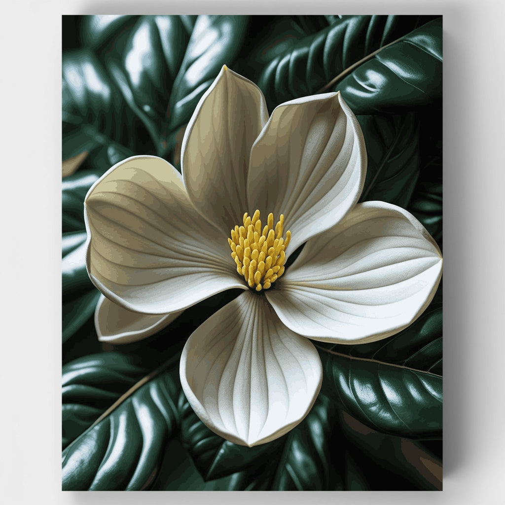 Kit de pintura por números - Elegante flor de magnolia blanca — Estándar