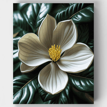 Elegant White Magnolia Blossom - Paint by Numbers Kit