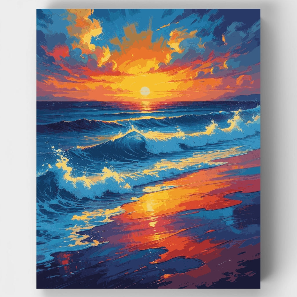 Paraíso al atardecer en el océano - Kit de pintura por números — Estándar