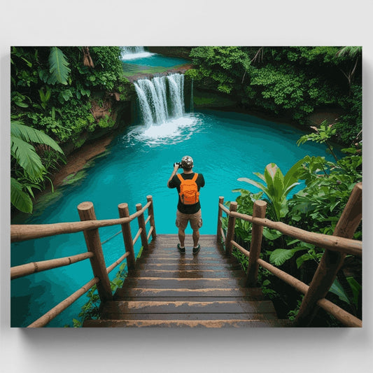 Turquoise Waterfall Adventure - Paint by Numbers Kit