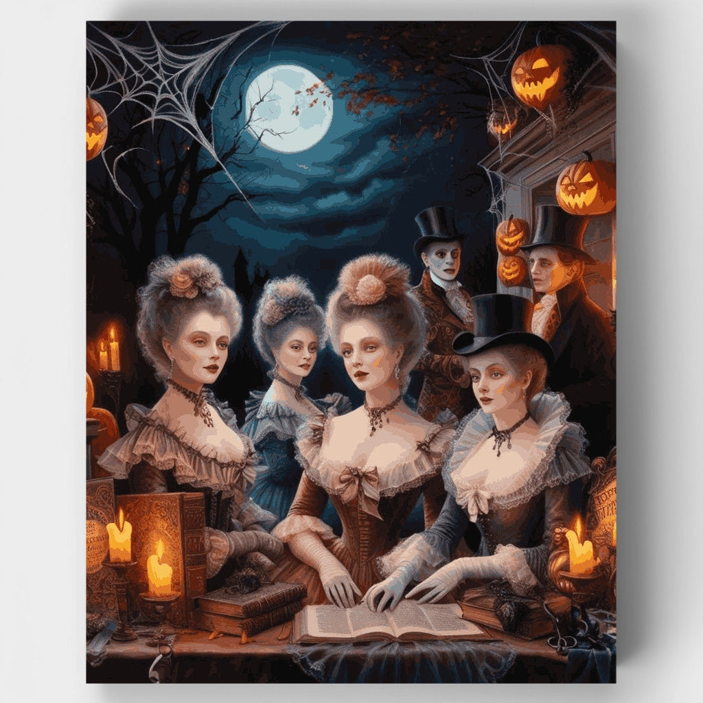 Sesión de espiritismo de Halloween victoriano: Kit de pintura por números — Estándar