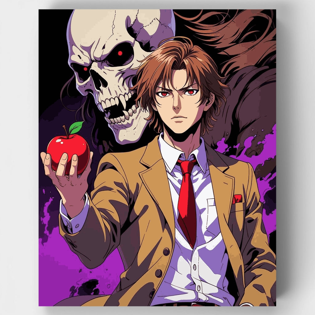 Kit de pintura por números: personaje de anime con calavera y manzana — Estándar