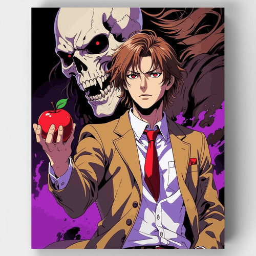 Anime Character with Skull and Apple - Paint by Numbers Kit