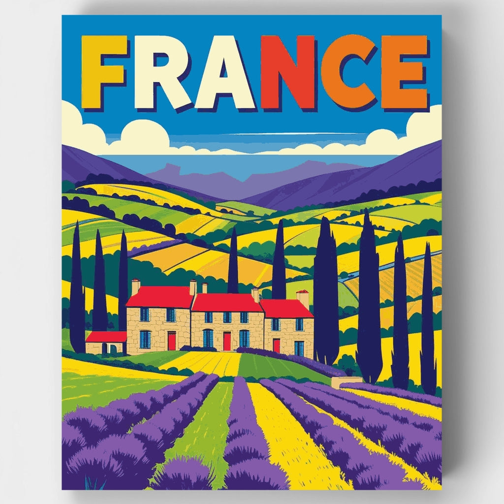 Kit de pintura por números - Campos de lavanda en el campo francés — Estándar