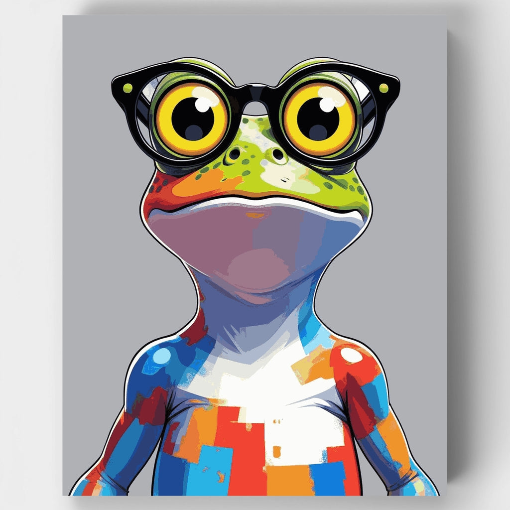 Colorful Frog with Glasses - Paint by Numbers Kit