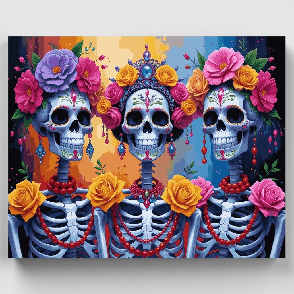 Kit de pintura por números: Calaveras de azúcar del Día de los Muertos — Estándar