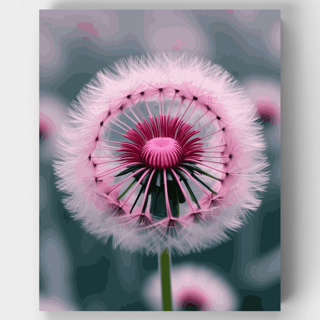 Kit de pintura por números: Diente de león rosa (cabeza de semilla) — Estándar