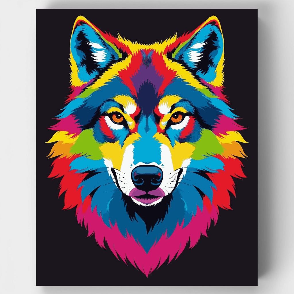 Colorful Wolf Portrait - Paint by Numbers Kit