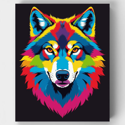 Colorful Wolf Portrait - Paint by Numbers Kit