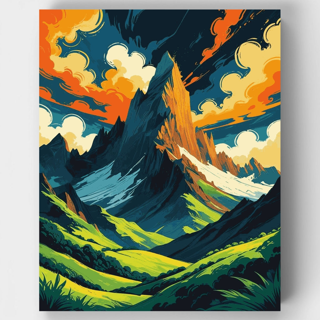 Mountain Valley Sunset - Paint by Numbers Kit