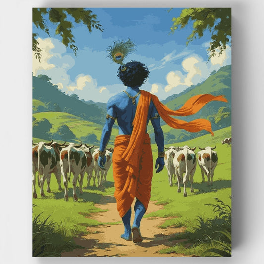 Krishna with Cows - Paint by Numbers Kit