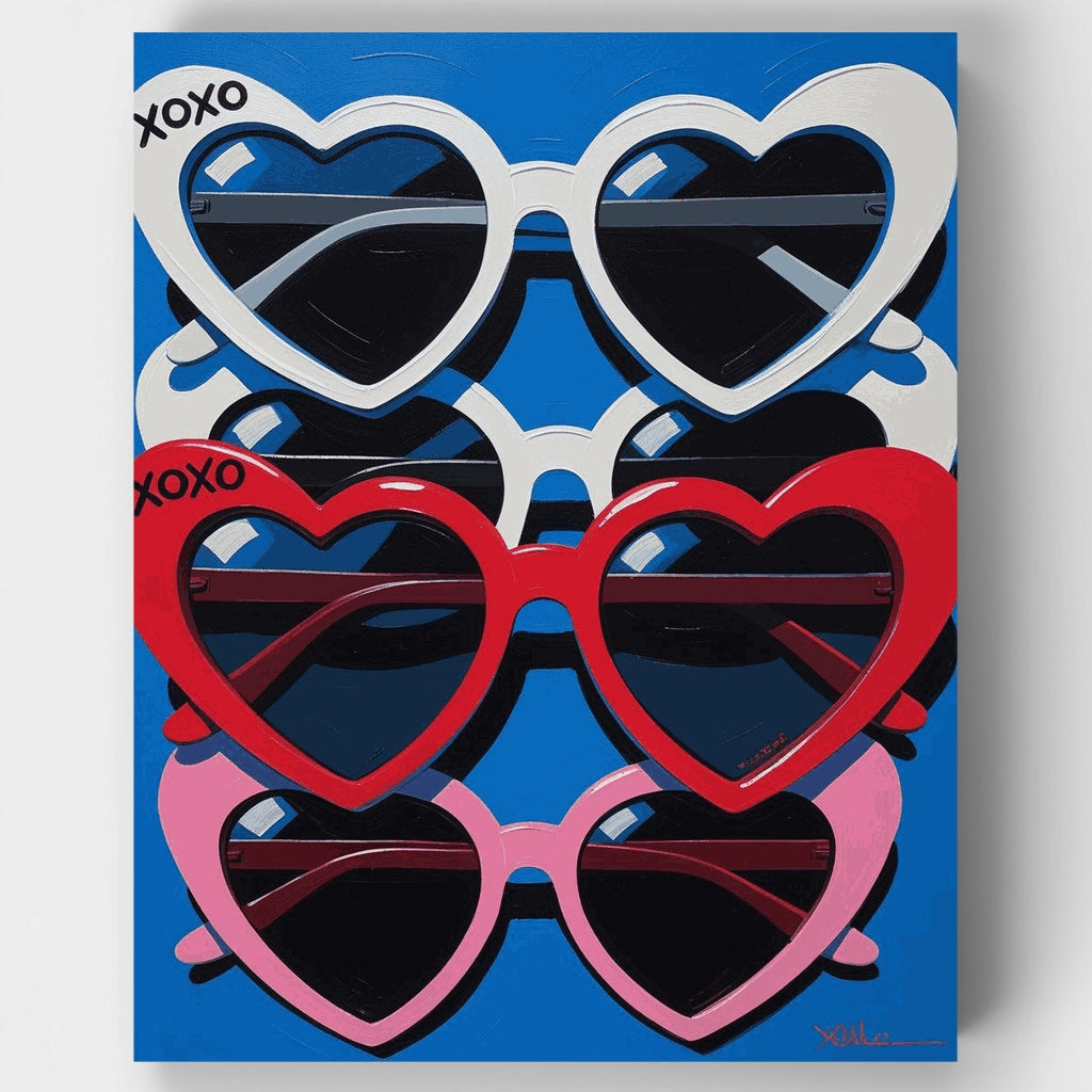 Gafas de sol en forma de corazón - Kit de pintura por números — Estándar