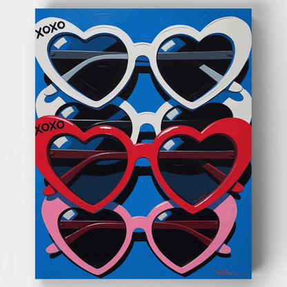 Heart-Shaped Sunglasses - Paint by Numbers Kit