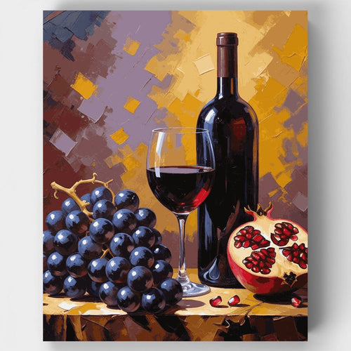 Wine and Pomegranate Still Life - Paint by Numbers Kit