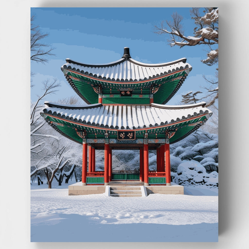 Pabellón coreano de invierno - Kit de pintura por números — Estándar
