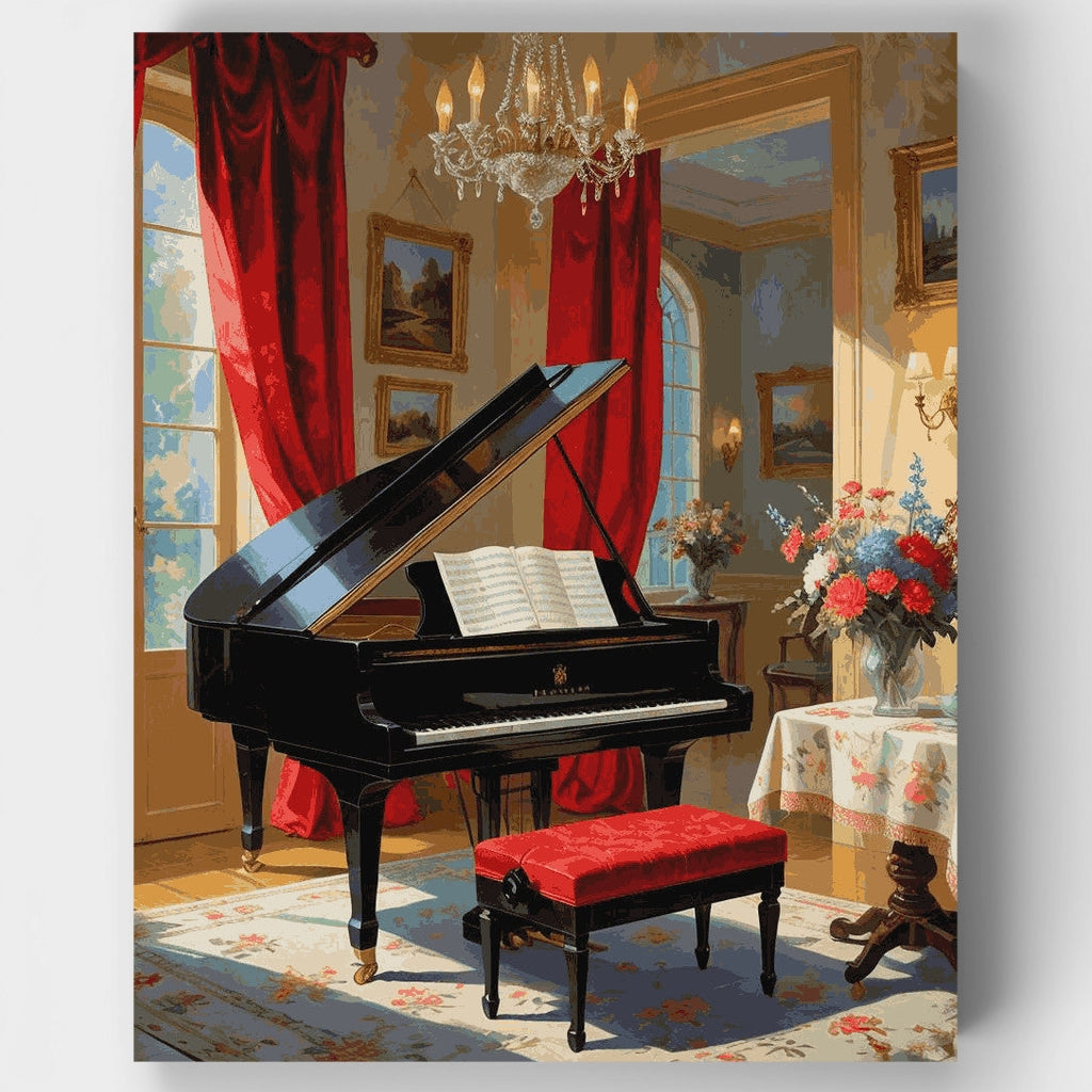 Piano de cola en salón victoriano - Kit de pintura por números — Estándar