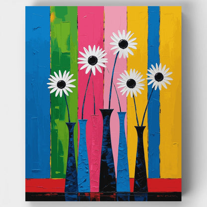 Colorful Daisies in Vases - Paint by Numbers Kit
