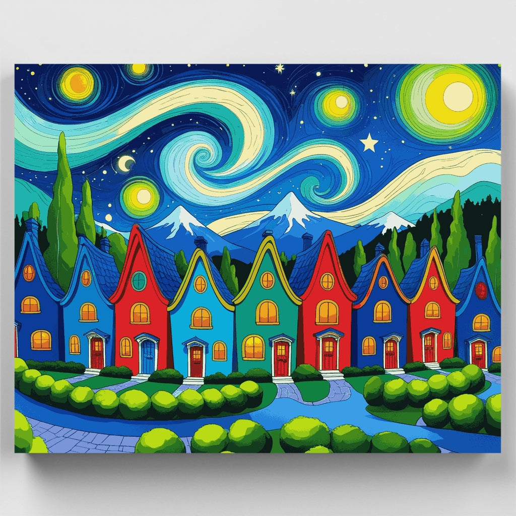 Starry Night Village - Paint by Numbers Kit