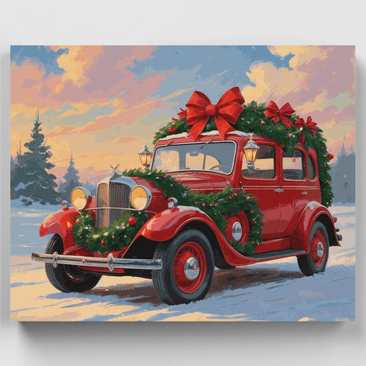 Christmas Classic Red Sedan - Paint by Numbers Kit