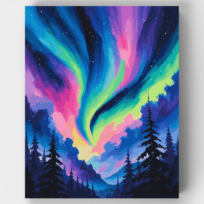 Aurora Borealis Forest - Paint by Numbers Kit