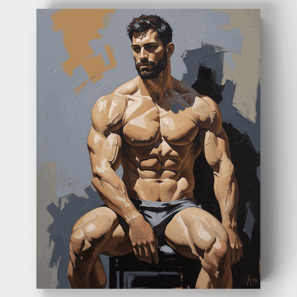 Retrato de hombre barbudo musculoso - Kit de pintura por números — Estándar