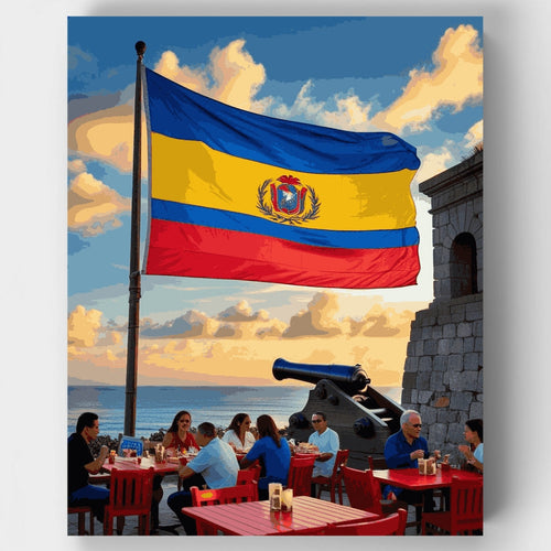 Ecuador Flag Coastal Dining - Paint by Numbers Kit