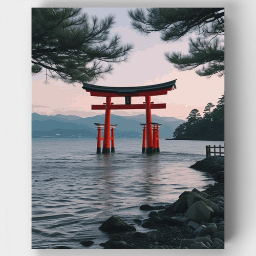 Itsukushima Shrine Torii Gate - Paint by Numbers Kit