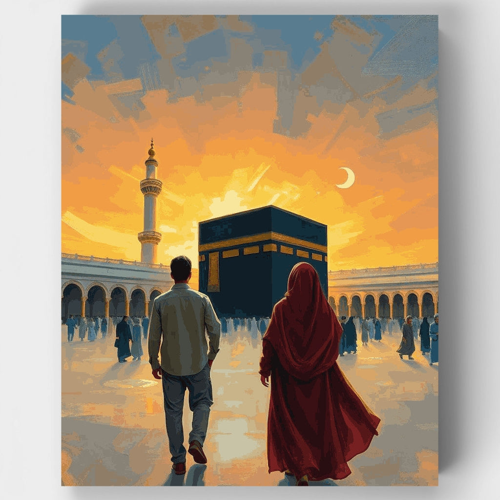 La Sagrada Kaaba al atardecer - Kit de pintura por números — Estándar