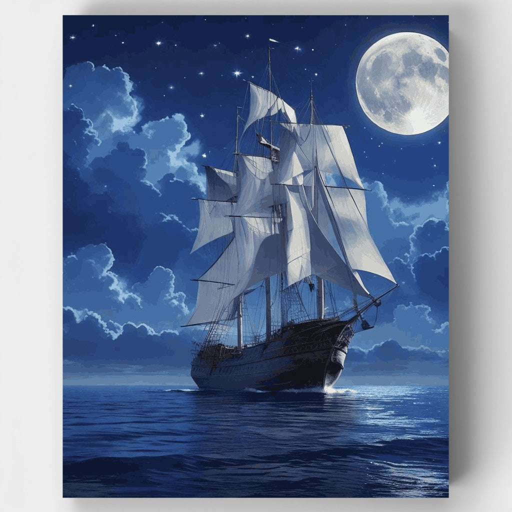 Velero a la luz de la luna - Kit de pintura por números — Estándar