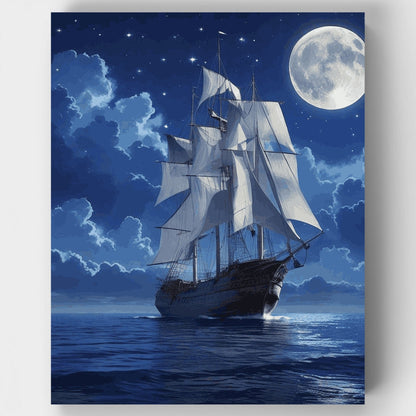 Moonlit Sailing Vessel - Paint by Numbers Kit