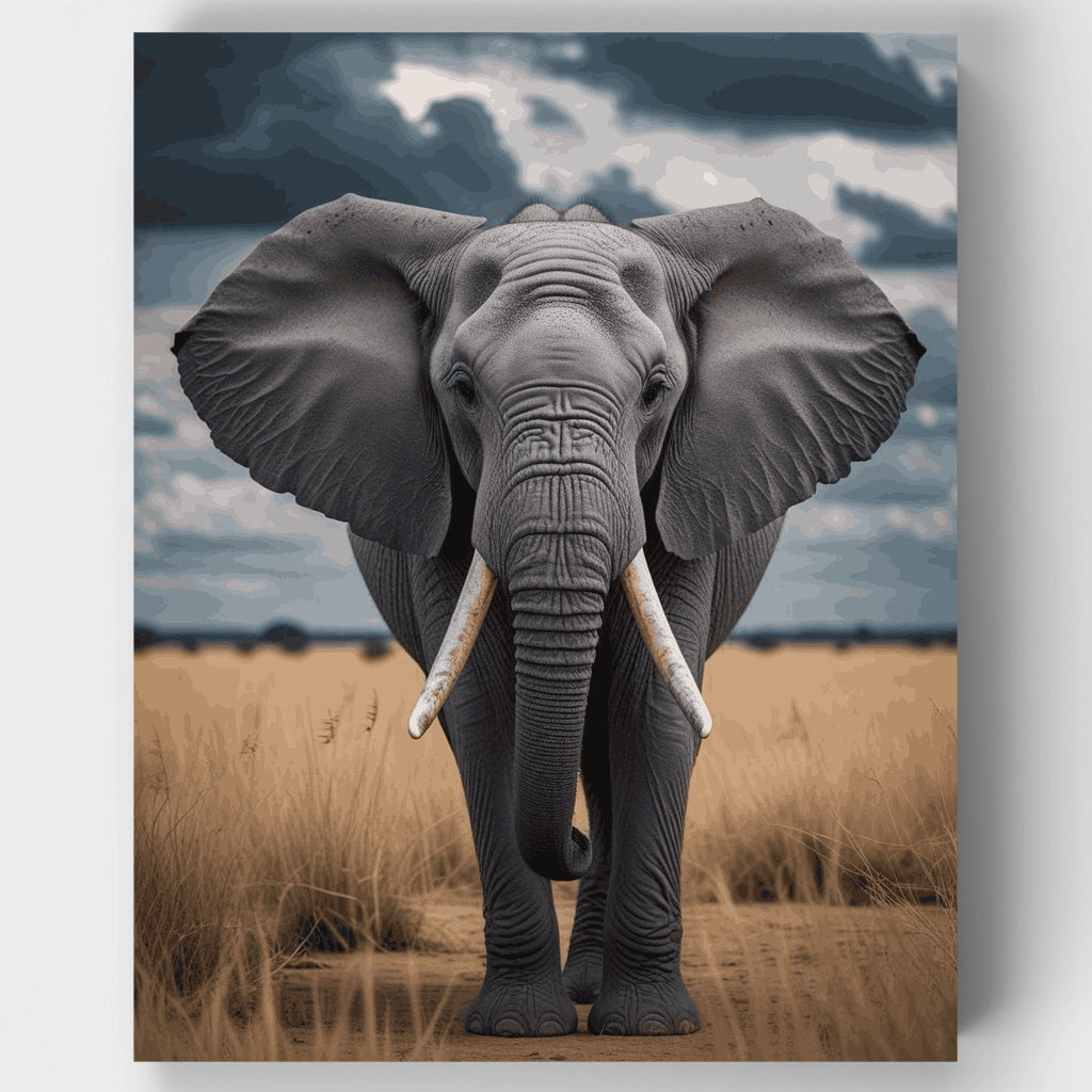 Majestuoso elefante africano en la sabana - Kit de pintura por números — Estándar