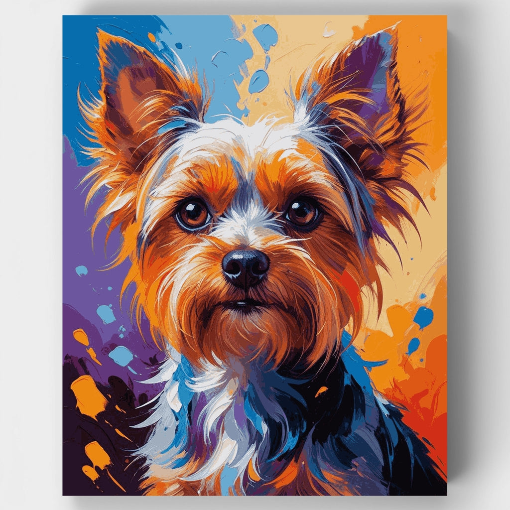 Retrato vibrante de Yorkshire Terrier - Kit de pintura por números — Estándar