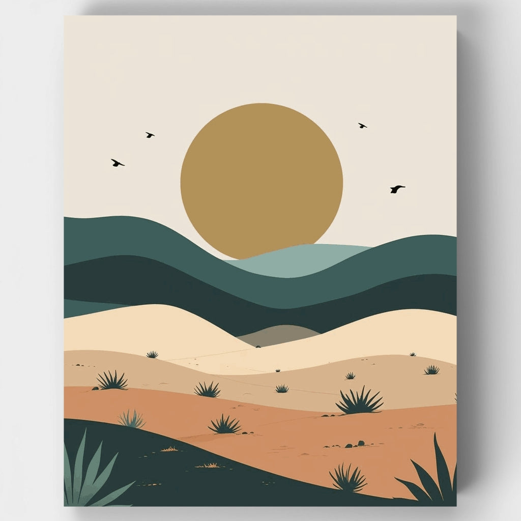 Paisaje desértico con sol - Kit de pintura por números — Estándar