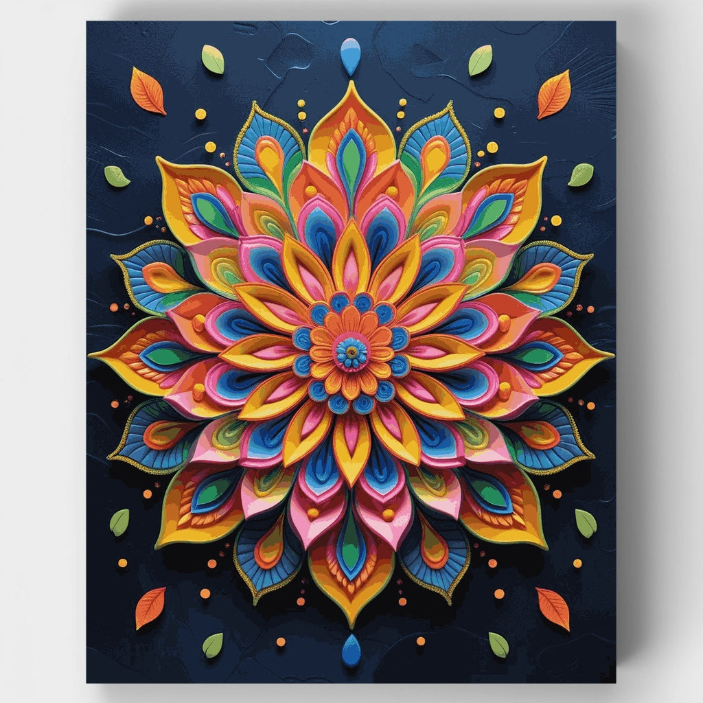 Kit de pintura por números - Mandala de loto colorido — Estándar