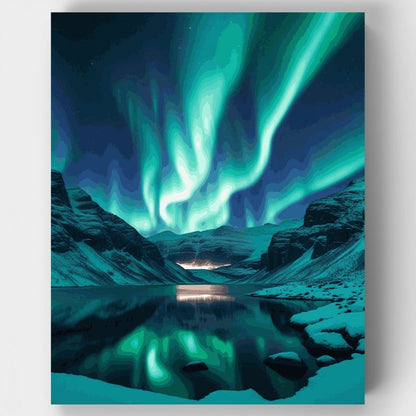 Aurora Borealis Over Icy Fjord - Paint by Numbers Kit