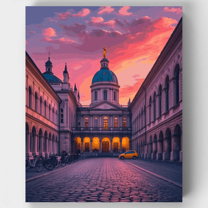 European Courtyard at Sunset - Paint by Numbers Kit