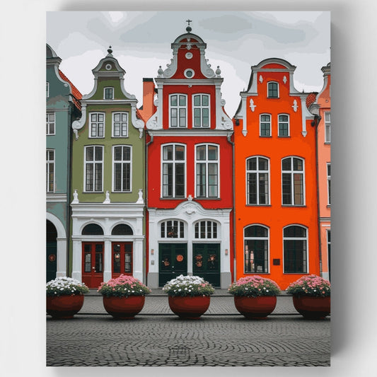 Colorful European Town Houses - Paint by Numbers Kit