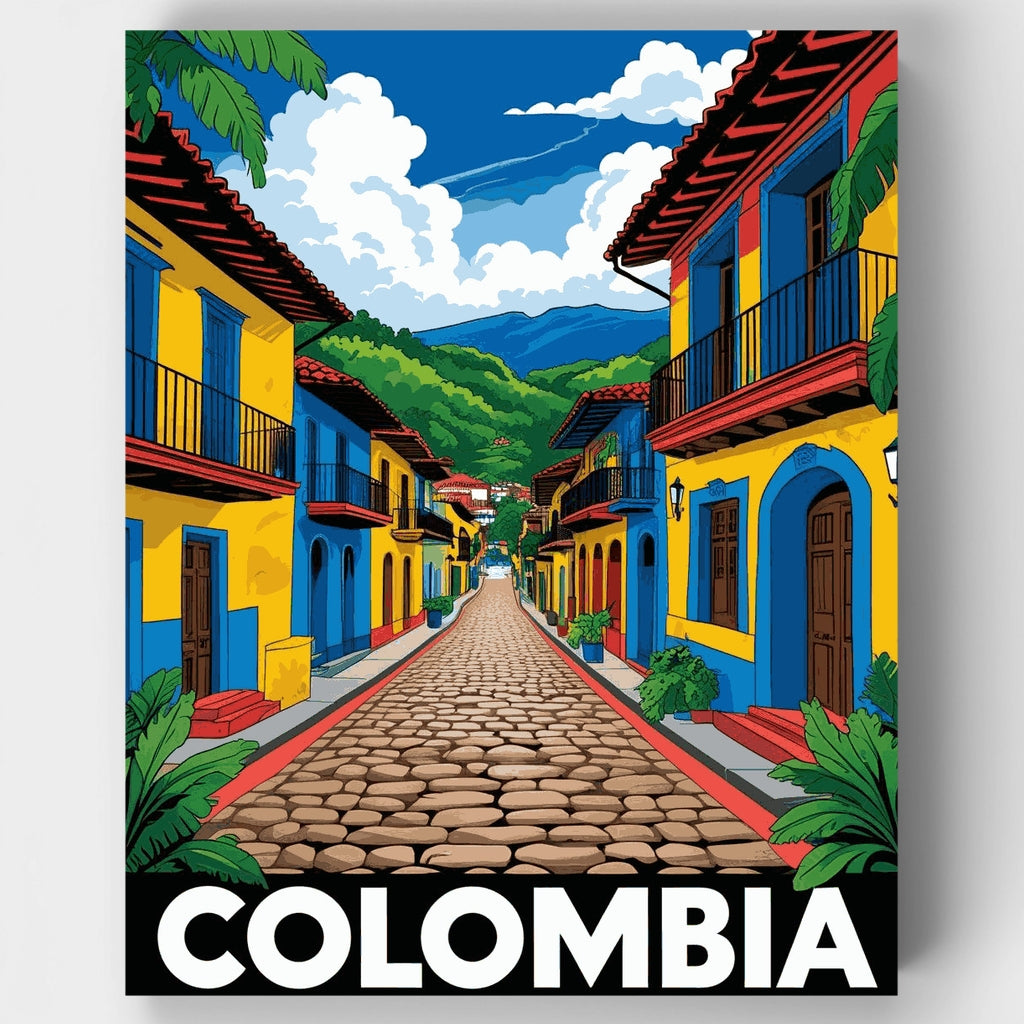Calle colonial colombiana - Kit de pintura por números — Estándar