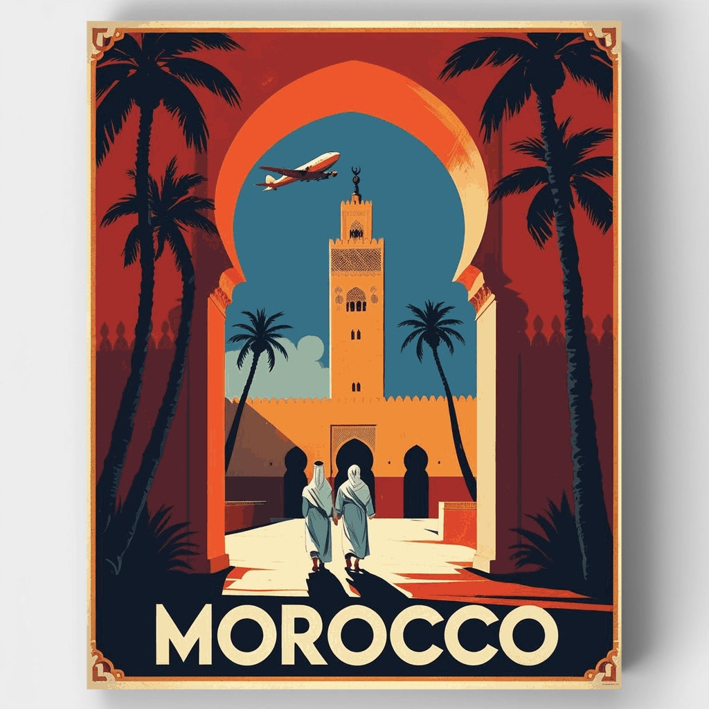 Moroccan Minaret Travel Poster - Paint by Numbers Kit