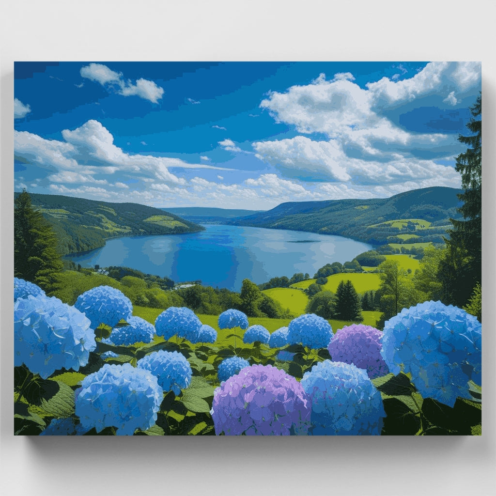 Hydrangea Lake Vista - Paint by Numbers Kit