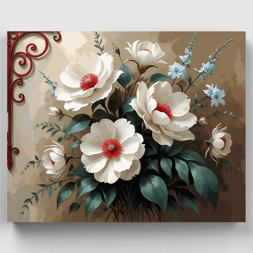 Elegant White Magnolia Bouquet - Paint by Numbers Kit