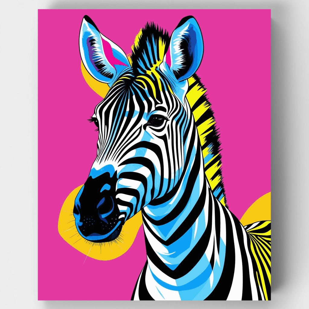 Kit de pintura por números: Cebra de arte pop psicodélico — Estándar