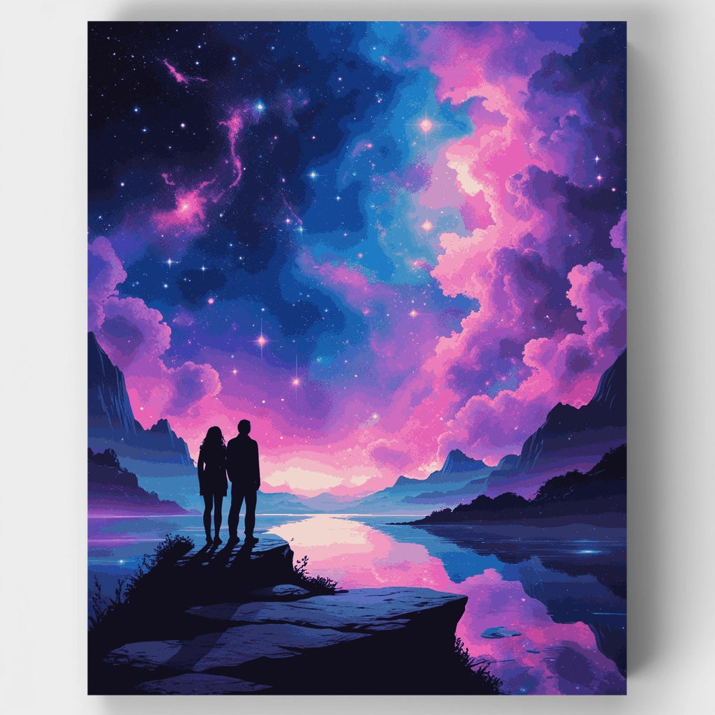 Kit de pintura por números: Observación de estrellas de amantes cósmicos — Estándar