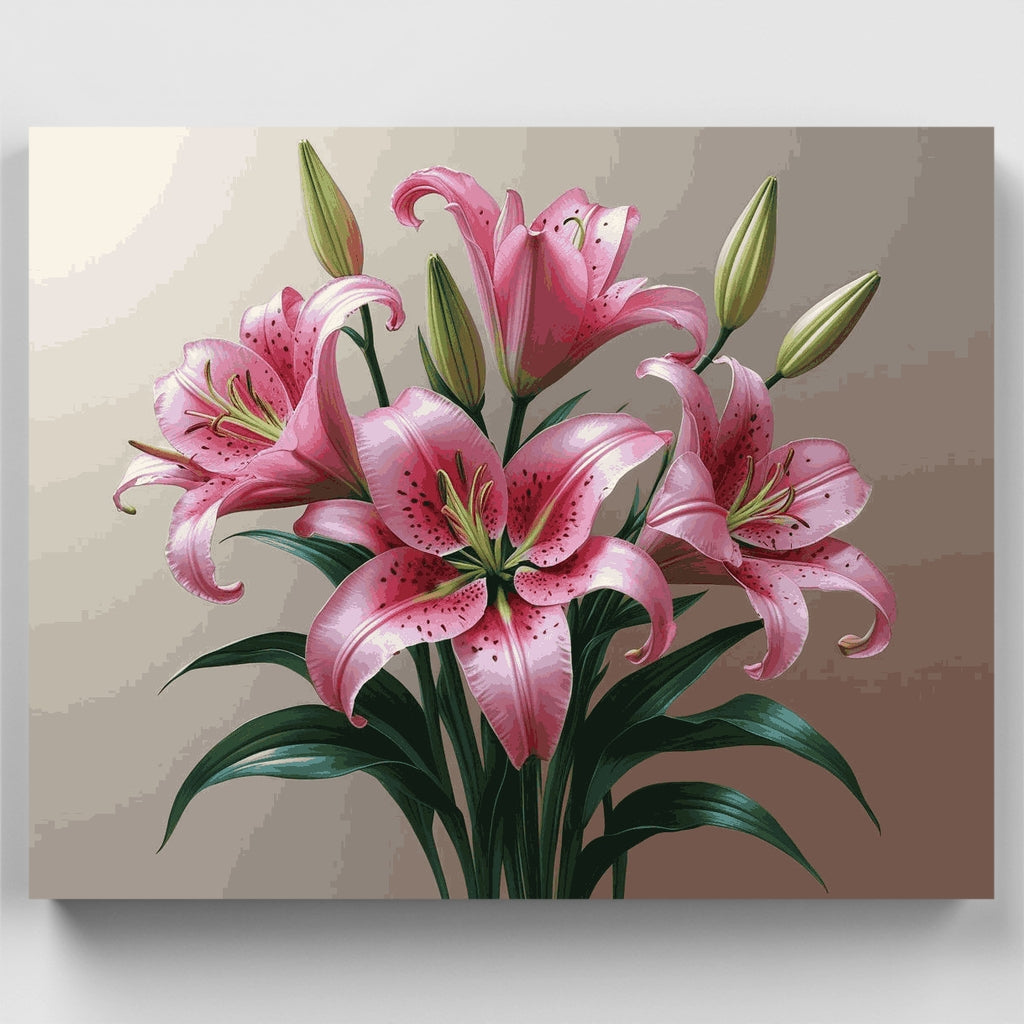 Pink Stargazer Lilies Bouquet - Paint by Numbers Kit