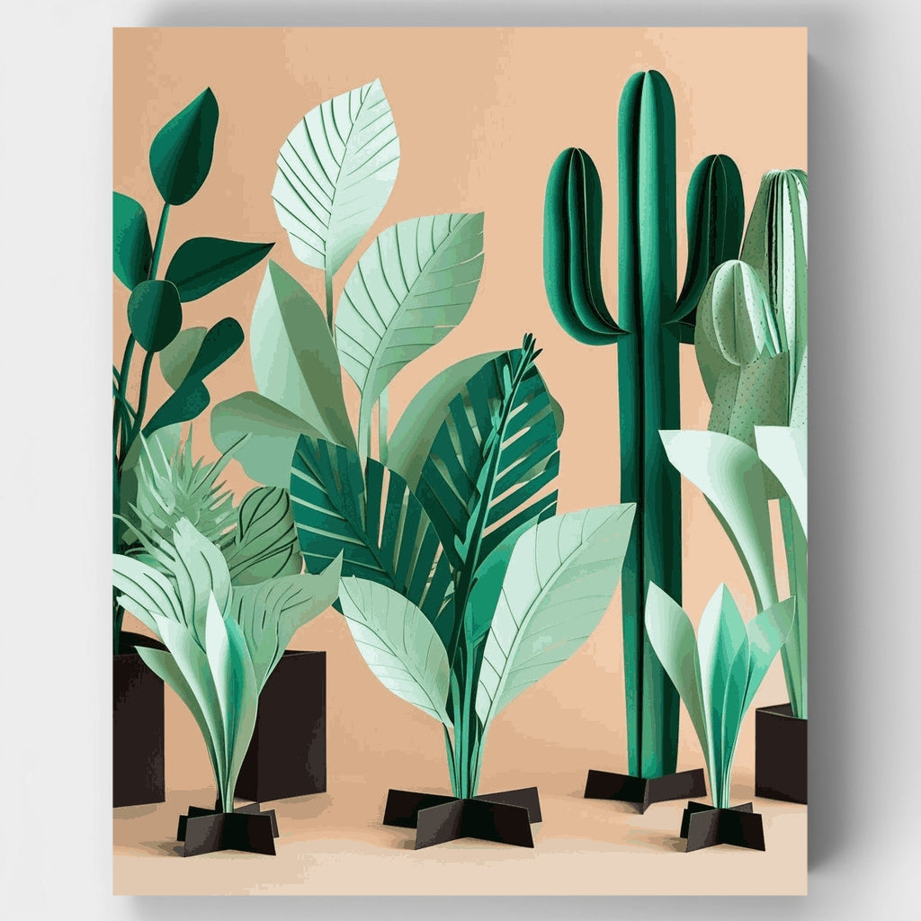 Kit de pintura por números - Plantas tropicales de papel artesanal — Estándar